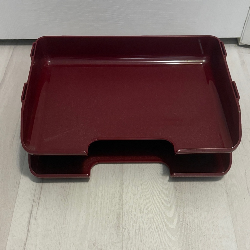 Vintage Swingline Desk Trays - Deep Burgundy